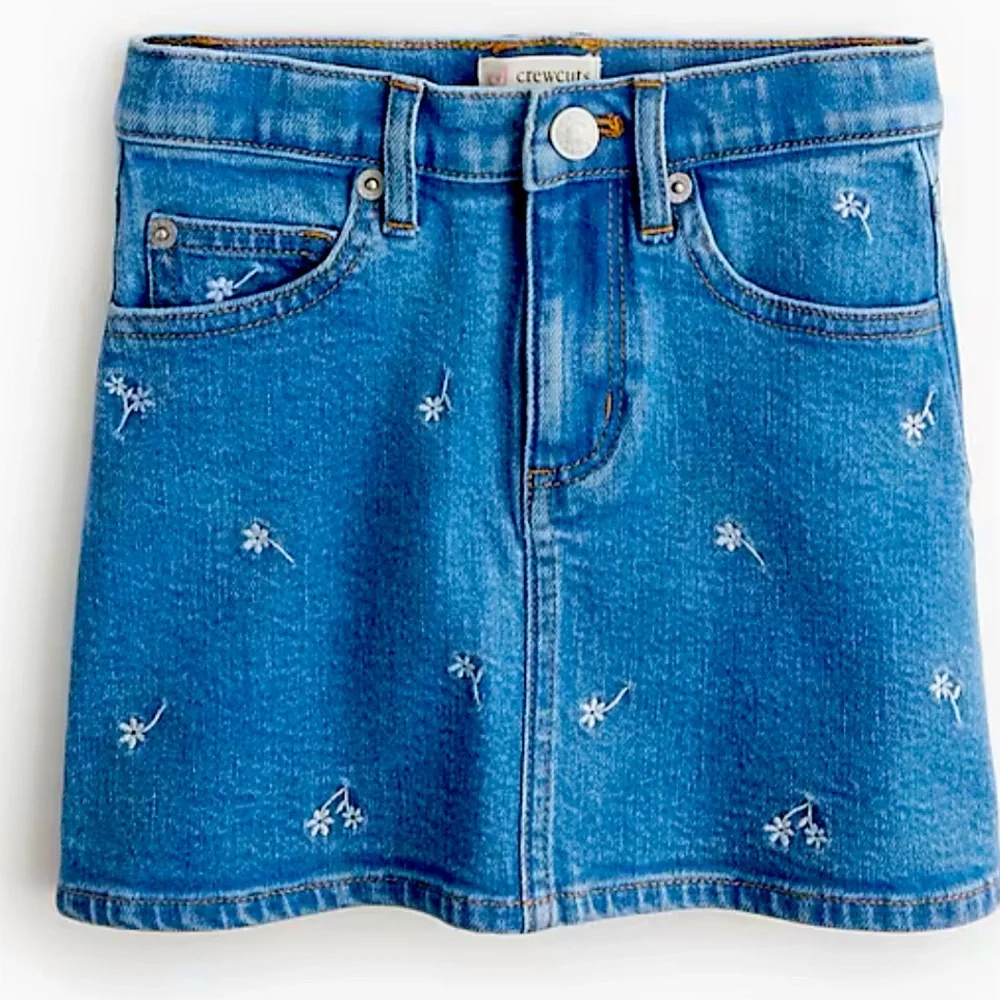Crewcuts Denim Skirt with White Flower Accents. SO CUTE! Brand new, never worn! - Picture 1 of 7